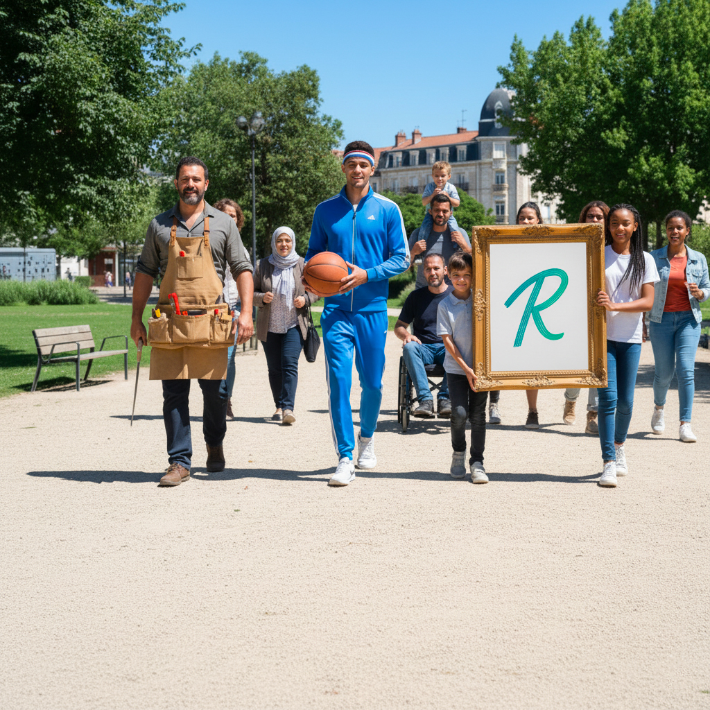 groupe de personne avec un panneau du parti politique Roanne et Nous